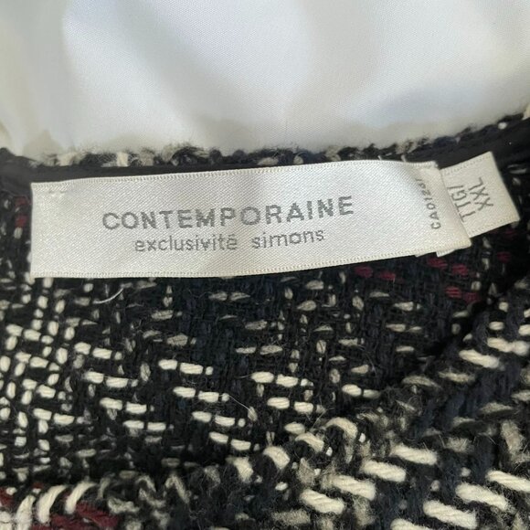 Contemporaine cropped tweed top Women size XXL, black, white and burgundy. - Picture 7 of 8